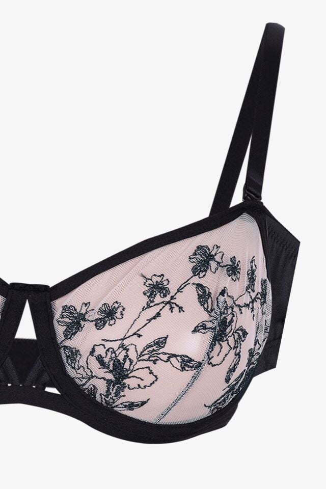 Kadın Siyah Brodeli Sütyen Takım Siyah - 75B - Siyah - 75B