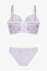 Kadın Işıltılı Desenli Düğmeli Dantel Detaylı Büstiyer Takım