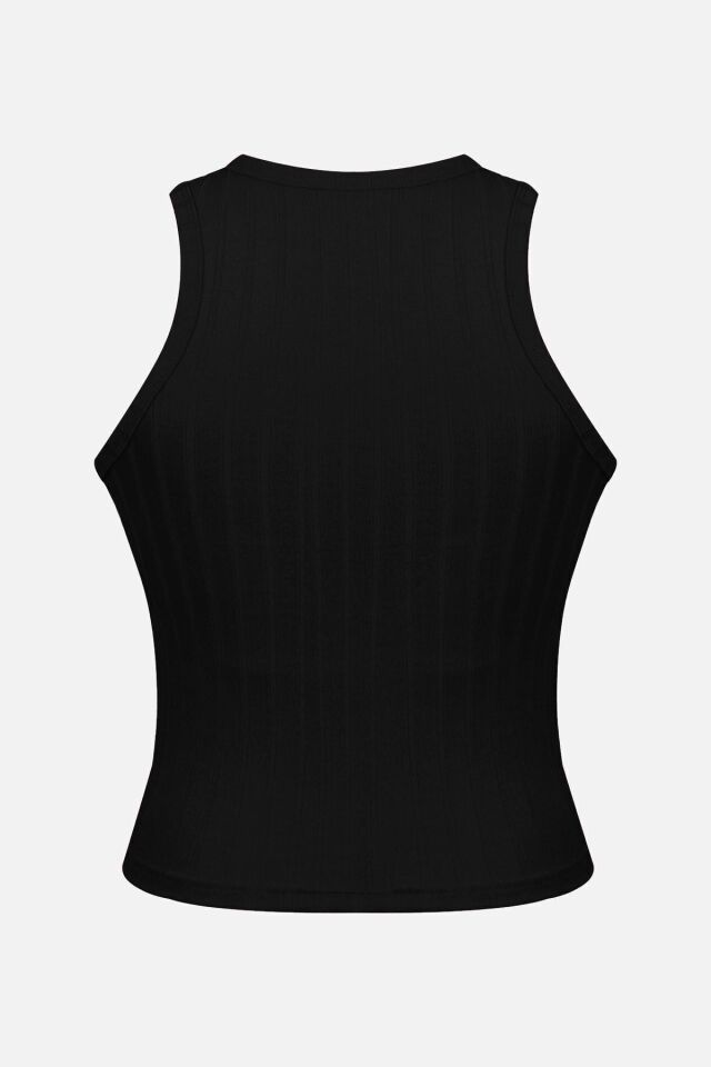 Kadın Halter Yaka Kaplı Sporcu Crop Siyah - S - Siyah - S