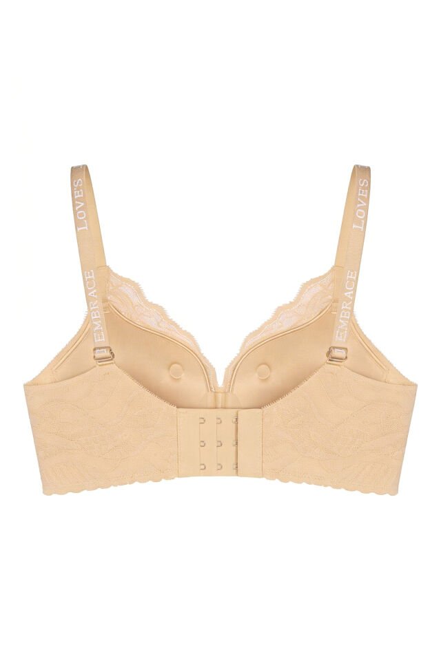 Kadın Dantelli Ön Ayarlı Döner Mekanizmalı Toparlayıcı Sütyen Ten - 85B