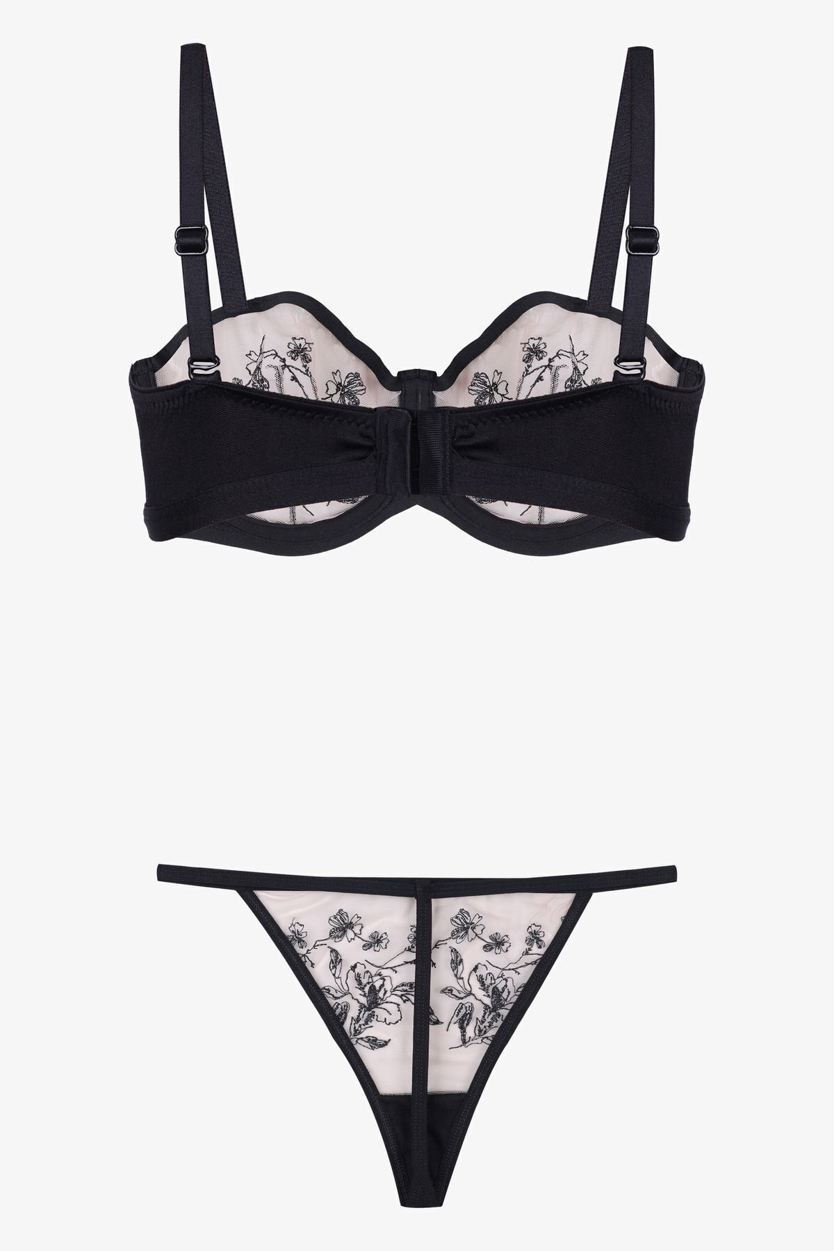 Kadın Siyah Brodeli Sütyen Takım Siyah - 80B - Siyah - 80B