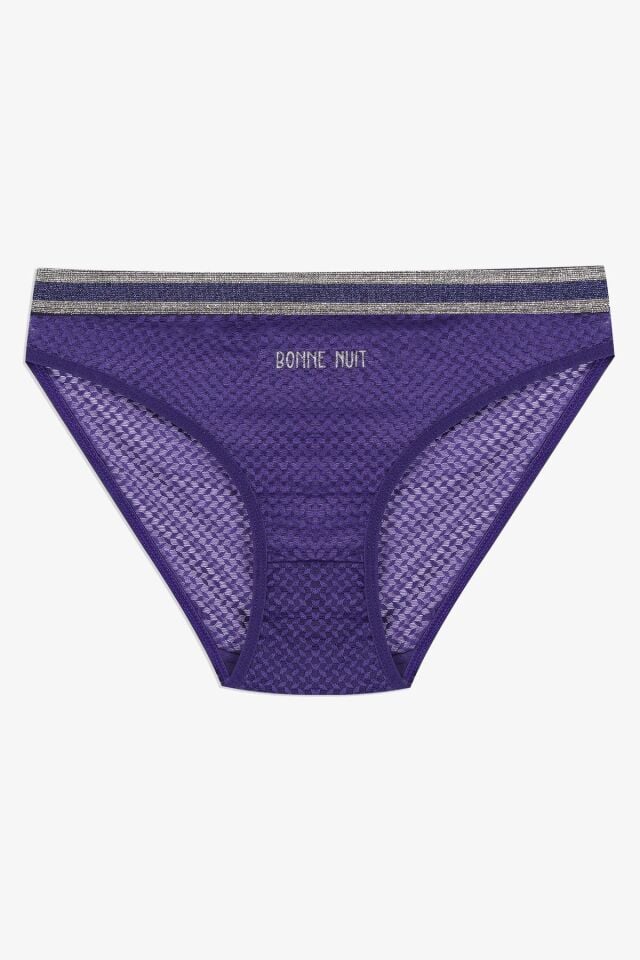 Kadın 3'lü Dantelli - Baskılı Külot Siyahlacivertmor - M - Siyahlacivertmor - M