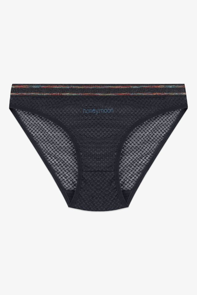 Kadın 3'lü Dantelli - Baskılı Külot Siyahlacivertmor - M - Siyahlacivertmor - M