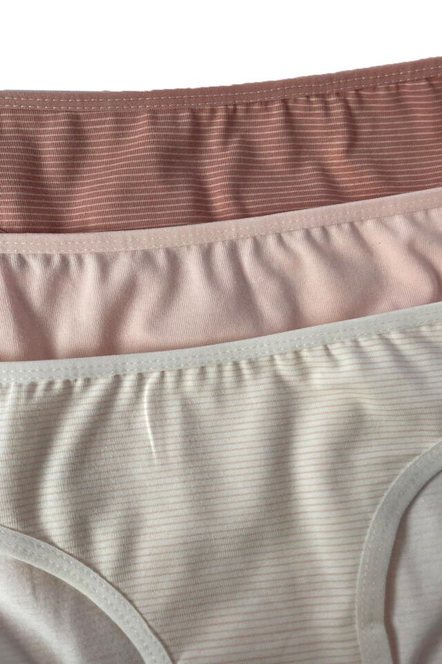Kadın 3'lü Pamuklu Basic Külot Kahverengi - Ten - L/XL