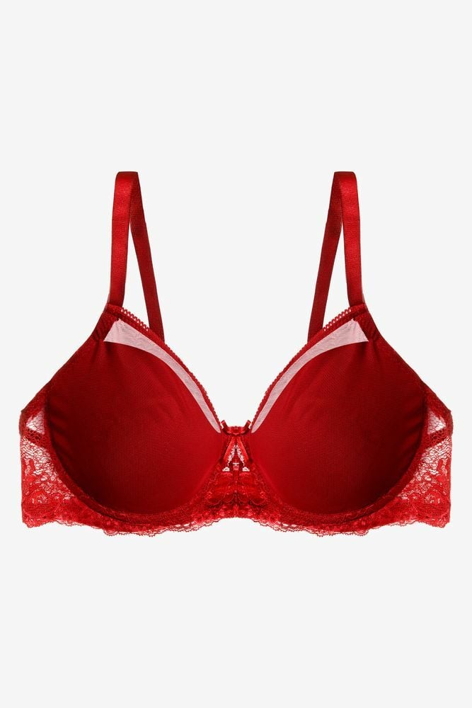 Sevgililer Günü Temalı Kadın Tül Detaylı Dolgusuz Toparlayıcı Minimizer Sütyen