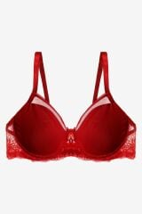 Sevgililer Günü Temalı Kadın Tül Detaylı Dolgusuz Toparlayıcı Minimizer Sütyen