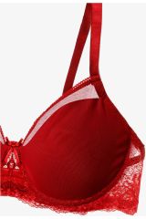 Sevgililer Günü Temalı Kadın Tül Detaylı Dolgusuz Toparlayıcı Minimizer Sütyen