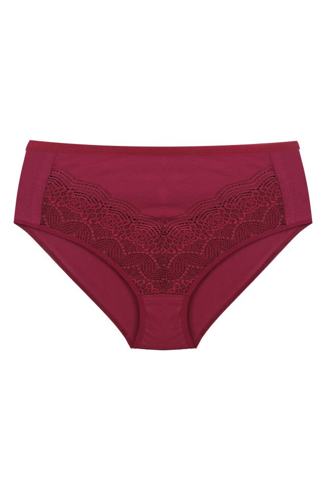 Kadın 3'lü Geniş Kenarlı Dantelli Pamuklu Fitilli Külot Siyah - Ekru