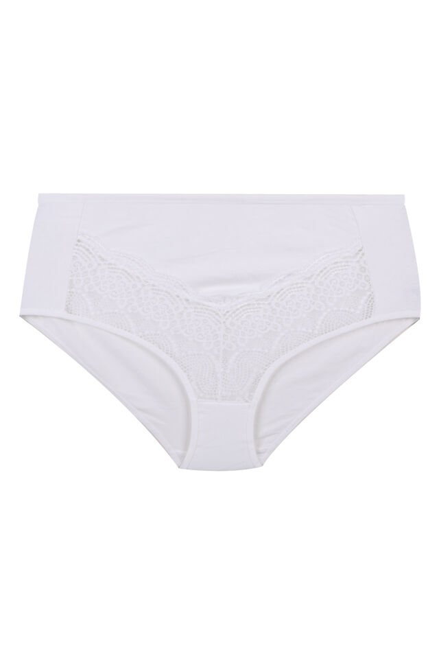 Kadın 3'lü Geniş Kenarlı Dantelli Pamuklu Fitilli Külot Siyah - Ekru