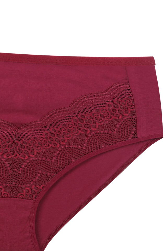 Kadın 3'lü Geniş Kenarlı Dantelli Pamuklu Fitilli Külot Siyah - Ekru