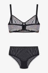 Kadın Çiçekli Desenli Dolgusuz Brodeli Tüllü Sütyen Takım