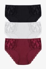 Kadın 3'lü Fitilli Yan Dantelli Külot