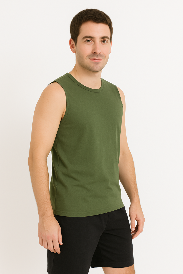 Erkek Pamuklu Kolsuz Curve Büyük Beden Şortlu S - Yeşil - Siyah