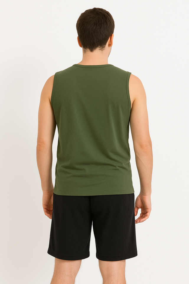 Erkek Pamuklu Kolsuz Curve Büyük Beden Şortlu S - Yeşil - Siyah