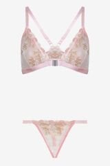 Kadın Çiçekli Desenli Dolgusuz Brodeli Tüllü Sütyen Takım