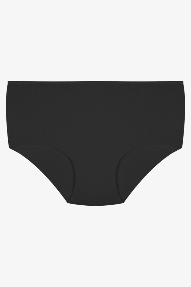 Kadın 2'li Kıl Lastikli Lazer Kesim Ekstra Yüksek Bel Külot KO5800LZR-1 Siyah-Ten - XL/2XL