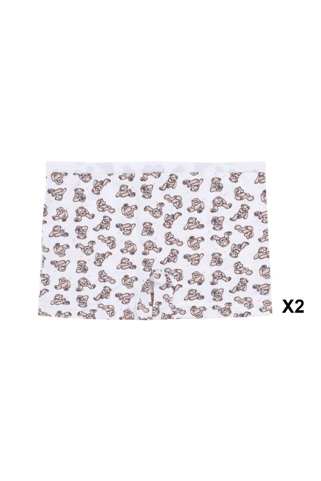 Kız Çocuk Pamuklu 6'lı Baskılı Boxer Pembe - Kahverengi - 7-9 Yaş