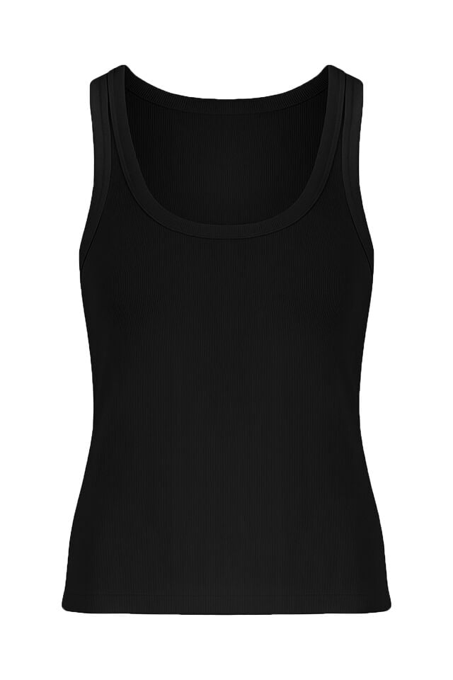 Kadın Pamuklu U Yaka Kaşkorse Atlet Siyah - 2XL