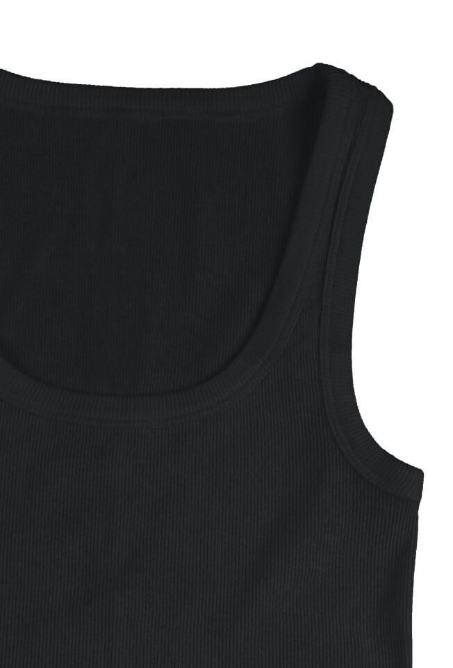 Kadın Pamuklu U Yaka Kaşkorse Atlet Siyah - 2XL