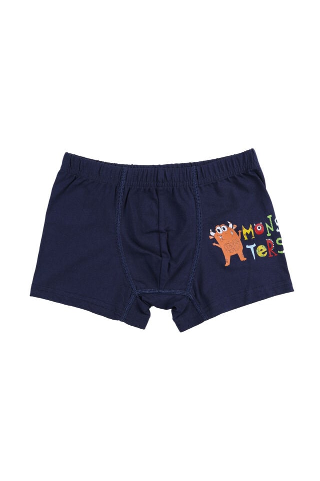 Erkek Çocuk Pamuklu 5'li Baskılı Boxer Mavi - Beyaz - 3-5 Yaş