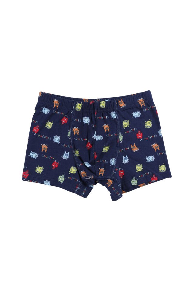 Erkek Çocuk Pamuklu 5'li Baskılı Boxer Mavi - Beyaz - 5-7 Yaş