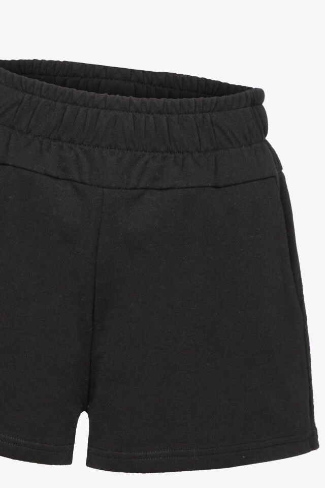 Kadın Pamuklu Siyah Bel Lastik Detaylı Şort Siyah - XL