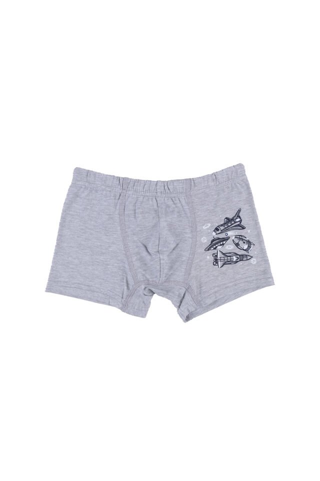 Erkek Çocuk Pamuklu 5'li Baskılı Boxer Lacivert - Gri - 5-7 Yaş