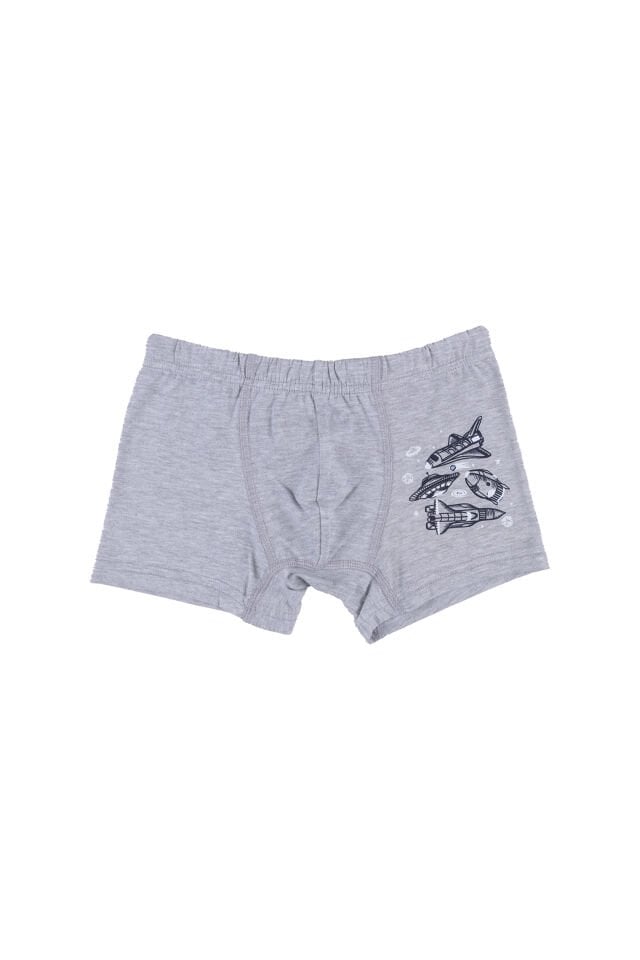 Erkek Çocuk Pamuklu 5'li Baskılı Boxer Lacivert - Gri - 7-9 Yaş