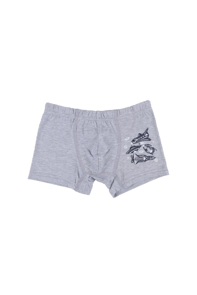 Erkek Çocuk Pamuklu 5'li Baskılı Boxer Lacivert - Gri - 7-9 Yaş