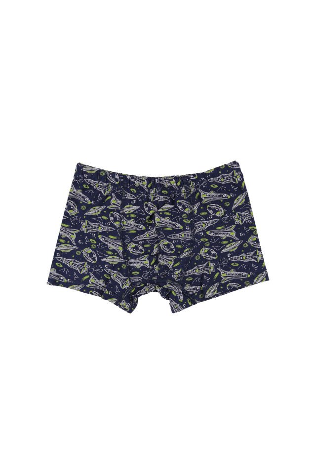 Erkek Çocuk Pamuklu 5'li Baskılı Boxer Lacivert - Gri - 7-9 Yaş