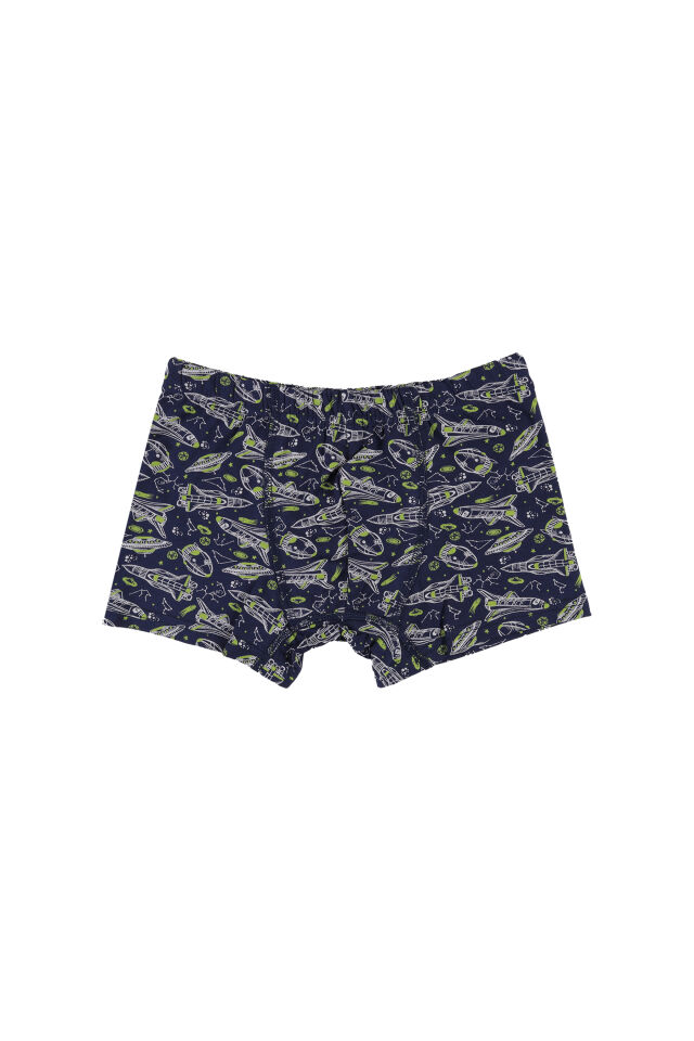 Erkek Çocuk Pamuklu 5'li Baskılı Boxer Lacivert - Gri - 7-9 Yaş
