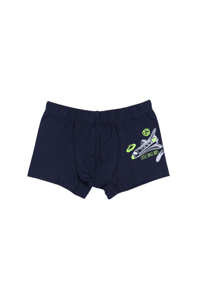 Erkek Çocuk Pamuklu 5'li Baskılı Boxer Lacivert - Gri - 7-9 Yaş