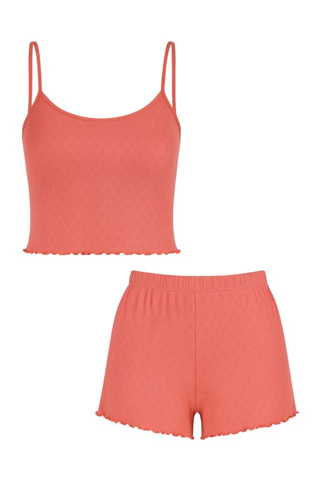 Kadın Pamuklu İp Askılı Şort Takım