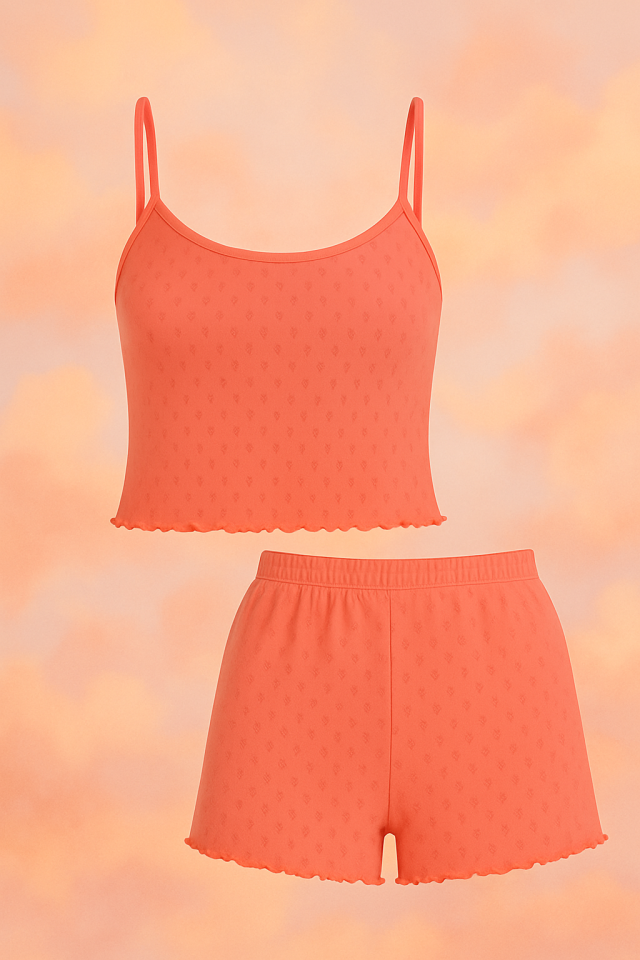 Kadın Pamuklu İp Askılı Şort Takım