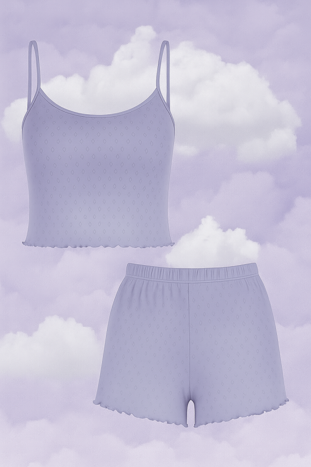 Kadın Pamuklu İp Askılı Şort Takım