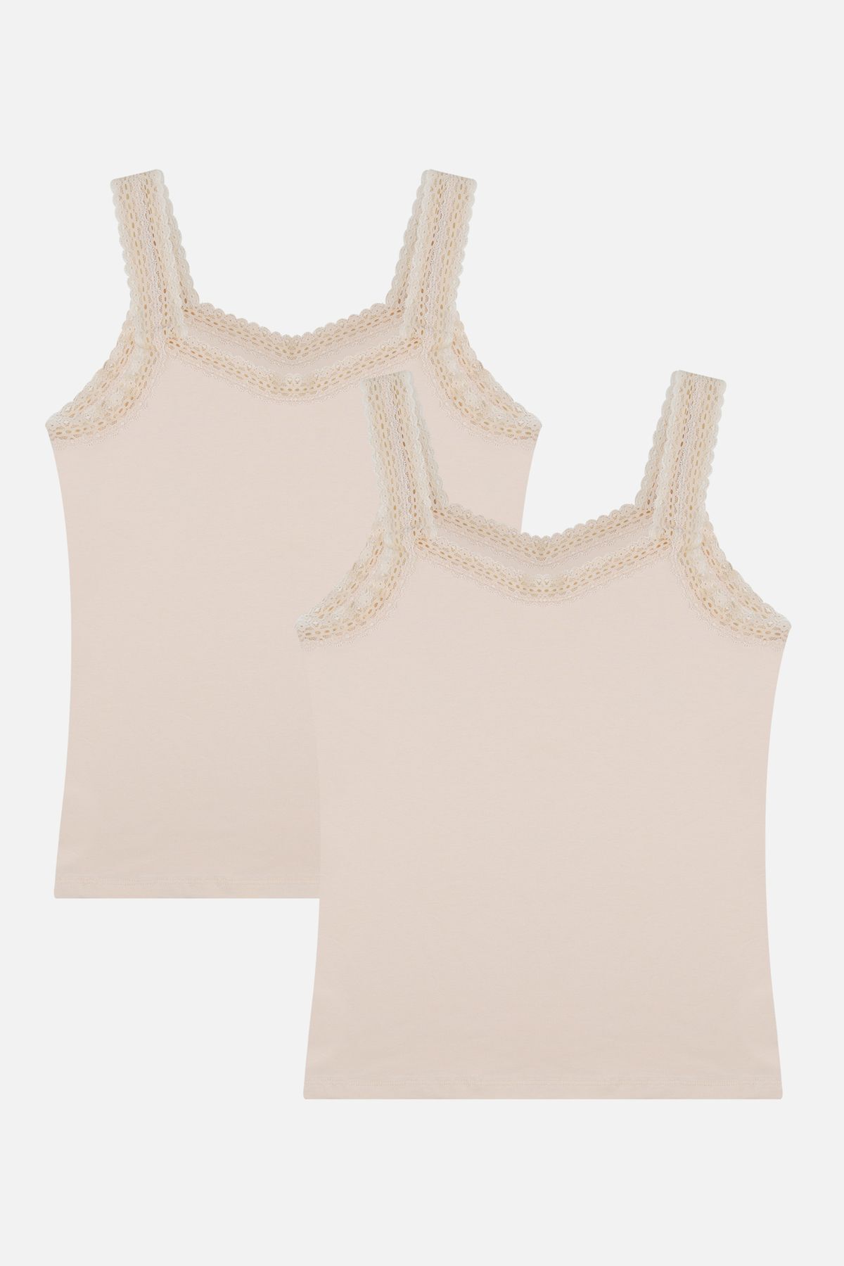 Kadın 2'li Dantel Askılı Atlet Ten - L/XL - Ten - L/XL