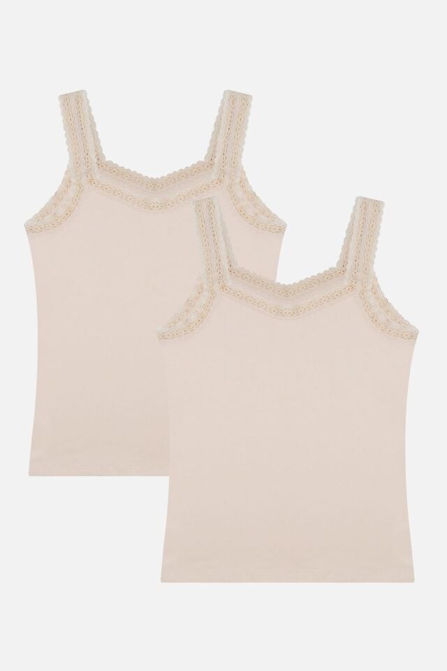 Kadın 2'li Dantel Askılı Atlet Ten - L/XL - Ten - L/XL