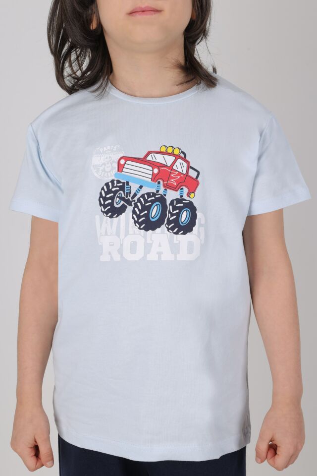 Erkek Çocuk Pamuklu Kısa Kollu Baskılı Pijama Takımı