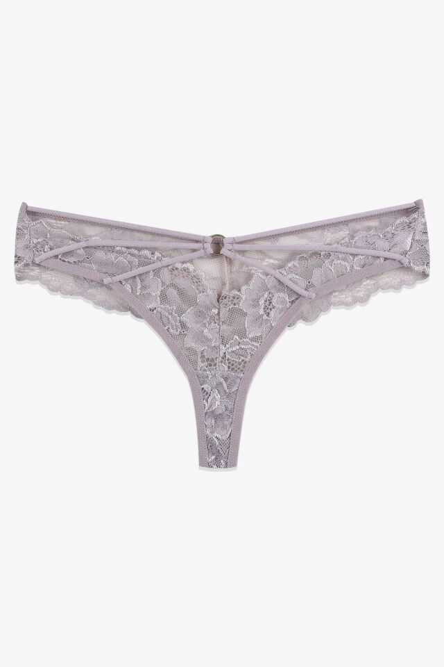 Kadın 3'lü Dantelli-İpli Fantezi Tanga lacivert-vizon-pudra - M - lacivert-vizon-pudra - M