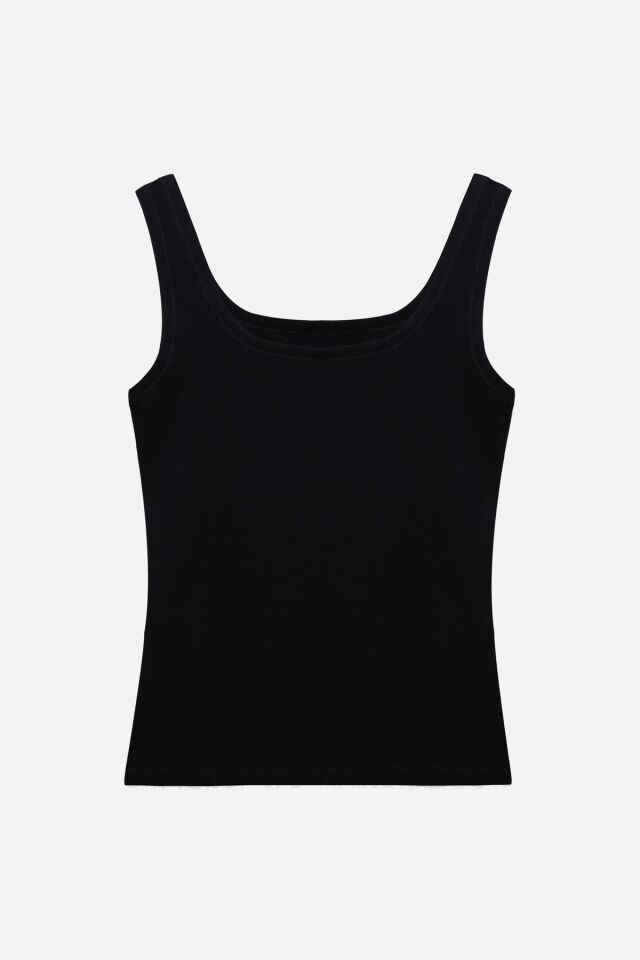 Kadın 2'li Kalın Askılı Likralı Atlet Siyahbeyaz - 2XL - Siyahbeyaz - 2XL