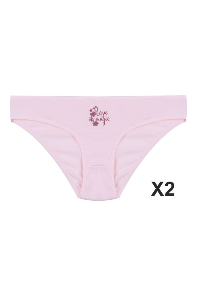 Kadın 3'lü Pamuklu Basic Külot Ekru - Pembe - S - M