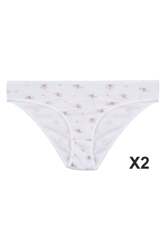 Kadın 3'lü Pamuklu Basic Külot Ekru - Pembe - L - XL