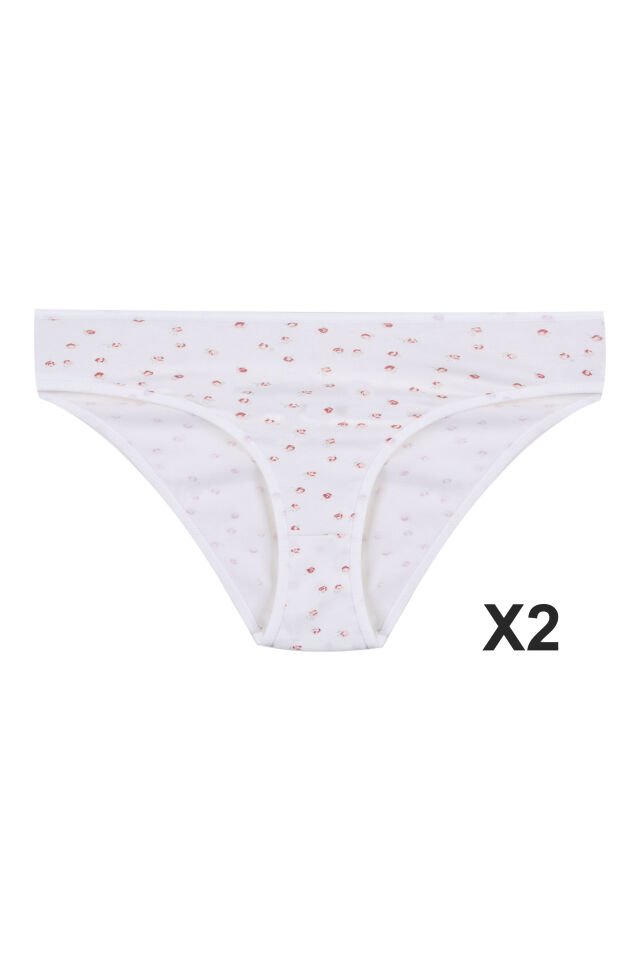 Kadın 3'lü Pamuklu Basic Külot Ekru - Pembe - L - XL