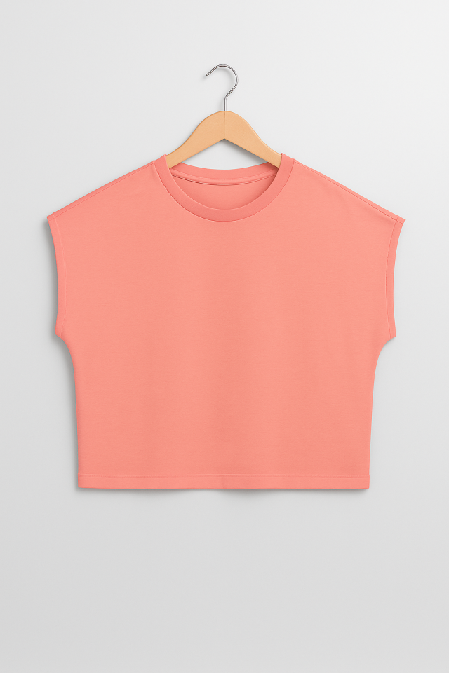 Genç Kız Pamuklu Oversize Kısa Kollu Crop Tshirt 11-12 Yaş - Pembe