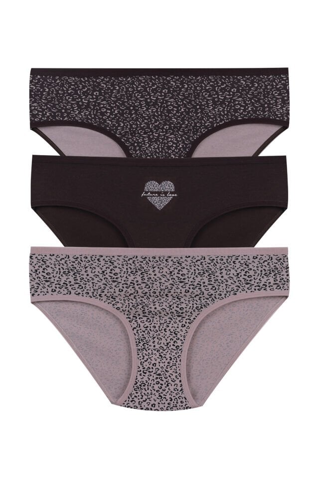 3'lü Desenli Pamuklu Yüksek Bel Bato 2060-321 - XL - 2060-321 - XL