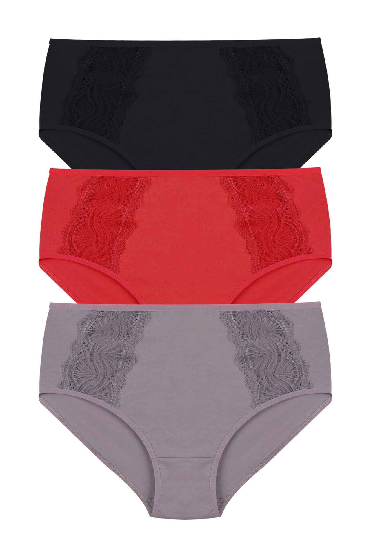 Kadın 3’lü Dantel Detaylı Pamuklu Külot M/L - Çok Renkli