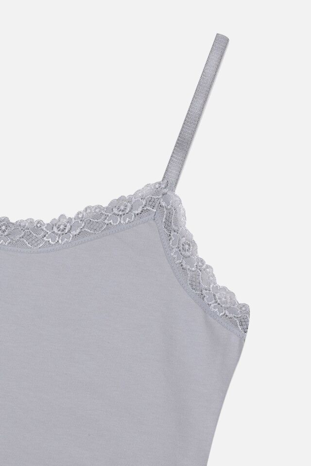 Kadın 2'li Ip Askılı Dantelli - Ayar Halkalı Atlet Gri - 2XL - Gri - 2XL