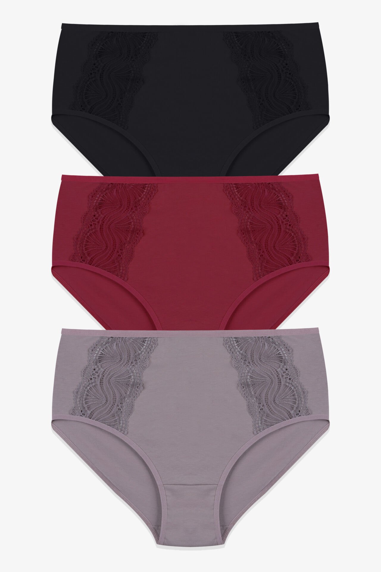 Kadın 3’lü Dantel Detaylı Pamuklu Külot XL/2XL - Çok Renkli