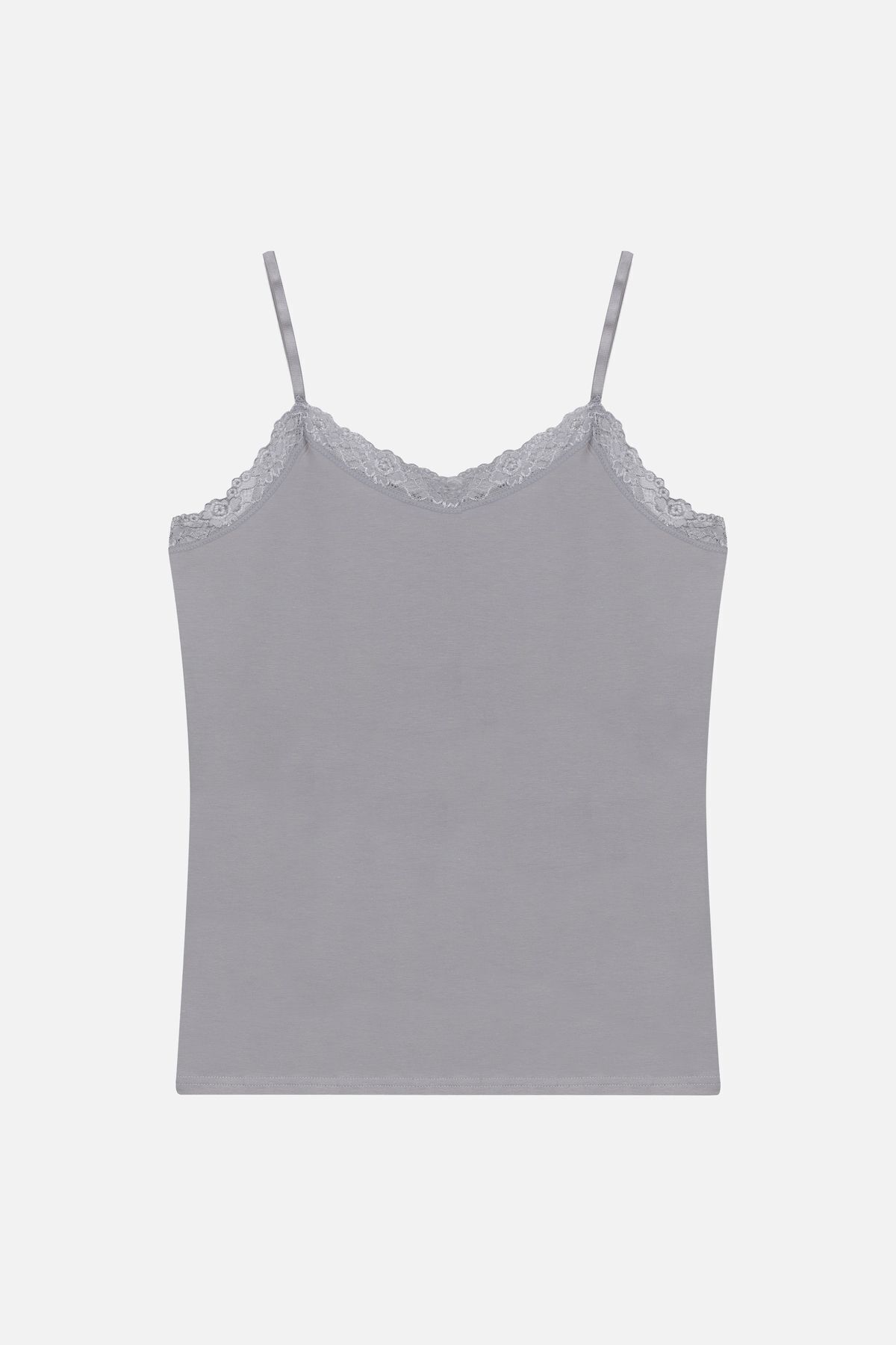 Kadın 2'li Ip Askılı Dantelli - Ayar Halkalı Atlet Lacivertgri - 2XL - Lacivertgri - 2XL