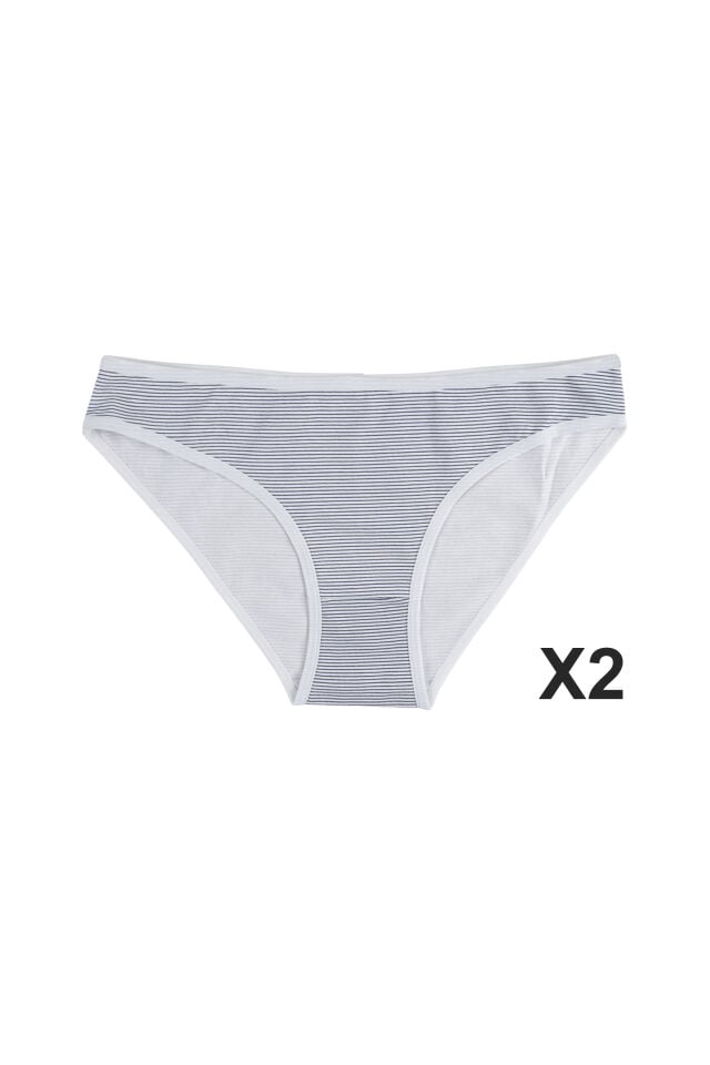 Kadın 3'lü Pamuklu Basic Külot Lacivert - Mavi - L - XL